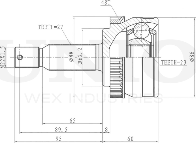 ШРУС наружный (Unio). Артикул CVJ-20150