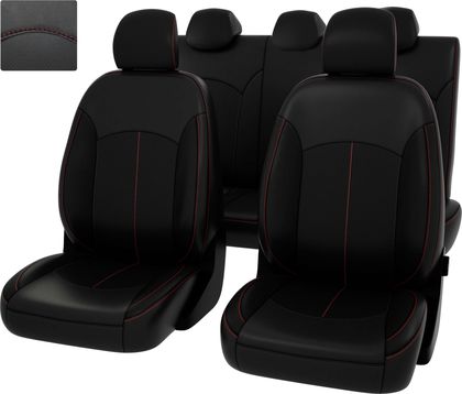 Чехлы PSV Оригинал на сидения для Hyundai Solaris II 2017-2024, цвет черный/отстрочка красная. Артикул 130281