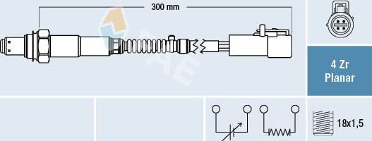 Лямбда-зонд (кислородный датчик) FAE. Артикул 77418