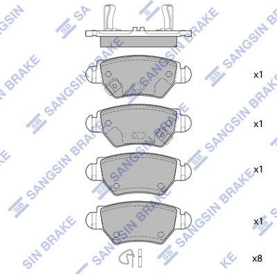 Тормозные колодки Sangsin Hi-Q. Артикул SP1759