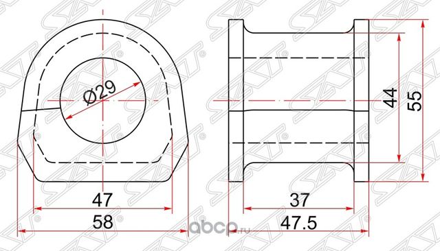 ВТУЛКА ПЕРЕДНЕГО СТАБИЛИЗАТОРА D29 MMC PAJERO 99- (SAT). Артикул STMR374519