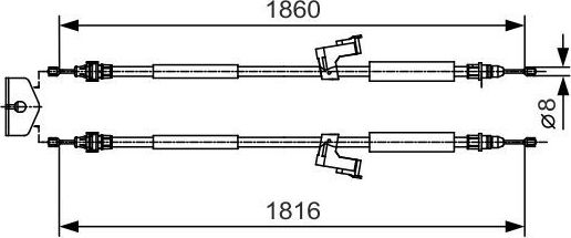 Трос ручника (тросик ручного тормоза) Bosch. Артикул 1 987 482 019