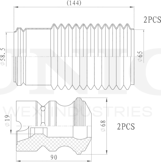 Отбойник и пыльник амортизатора, комплект (Unio). Артикул DUC-50052
