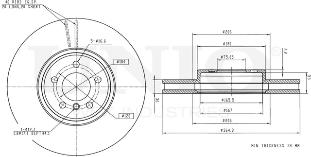 Диск тормозной (Unio). Артикул BRD-20560