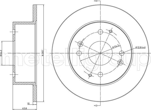 Тормозной диск Metelli задний для Honda Accord VI 1998-2002. Артикул 23-0578