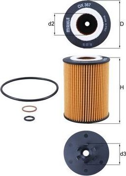 Масляный фильтр Mahle-Knecht. Артикул OX 367D
