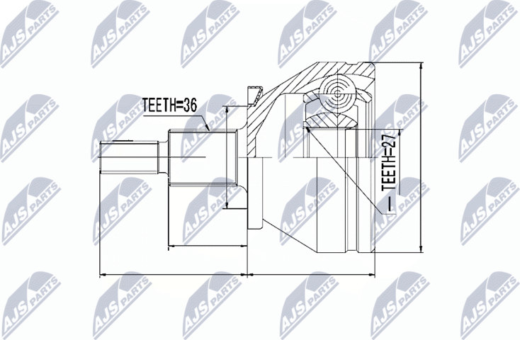 Шрус внутренний (граната) NTY. Артикул NPZ-VW-036