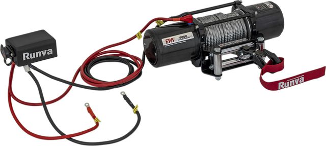 Лебёдка электрическая 12V Runva 6000 lbs 2722 кг (стальной трос). Артикул EWV6000S