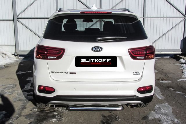 Защита Slitkoff заднего бампера d57 для Kia Sorento III (Prime) рестайлинг 2017-2020. Артикул KS17-005