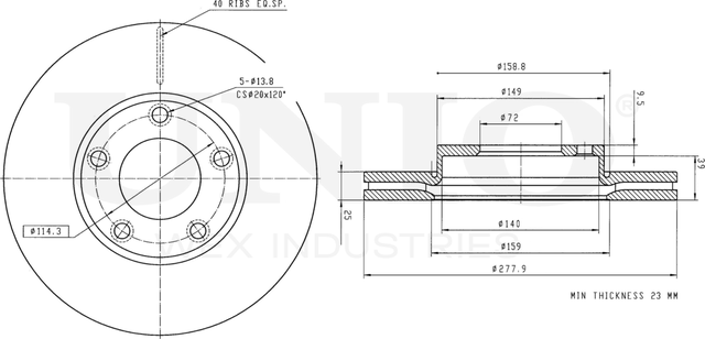 Диск тормозной (Unio). Артикул BRD-20045