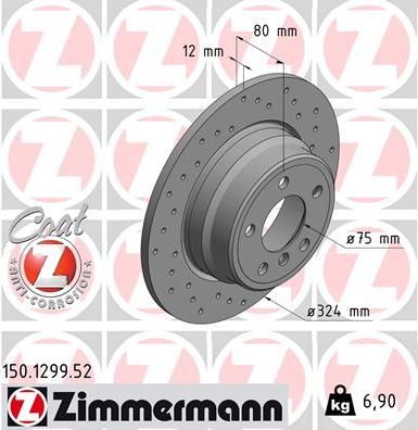 Тормозной диск Zimmermann Sport Coat Z. Артикул 150.1299.52