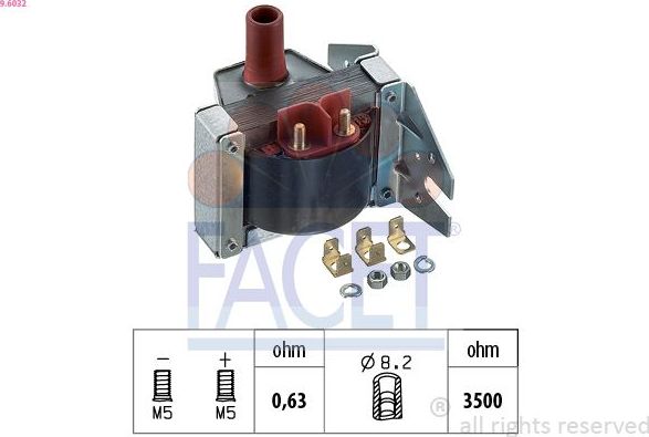 Катушка зажигания Facet Made in Italy - OE Equivalent для Volkswagen Polo II 1982-1989. Артикул 9.6032