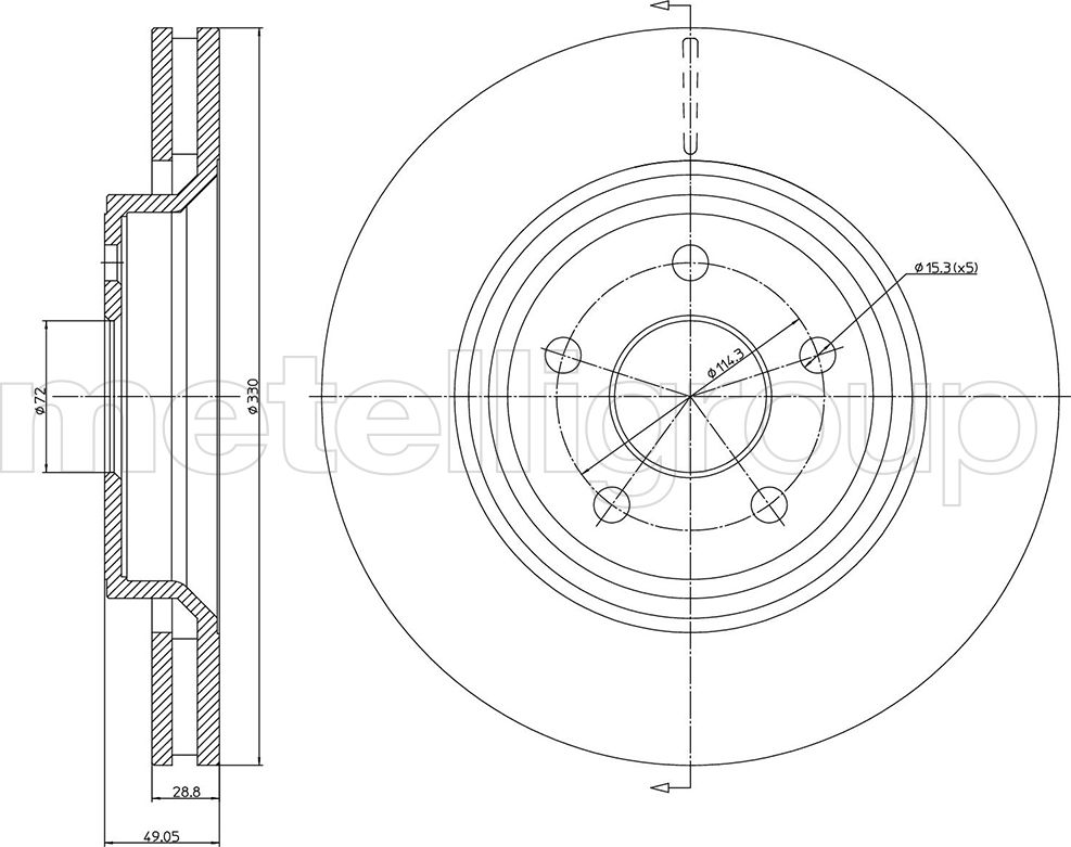 Тормозной диск Metelli. Артикул 23-1278C