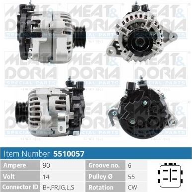 Генератор Meat & Doria для Toyota Yaris II 2005-2010. Артикул 5510057