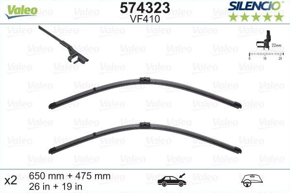 Щетки стеклоочистителя (дворники) Valeo для Citroen C5 I 2001-2008. Артикул 574323