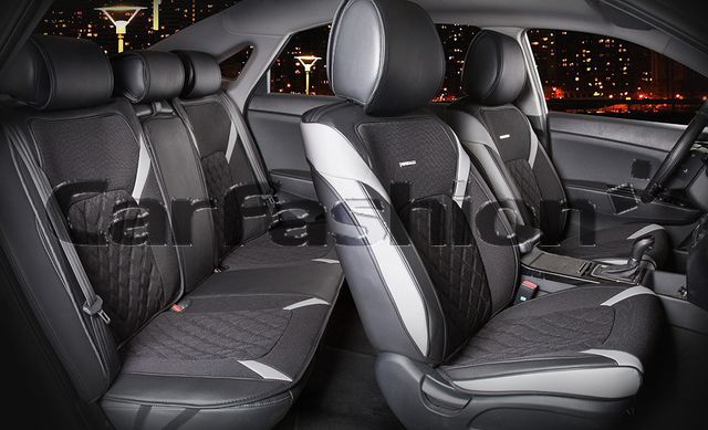 Накидки универсальные CarFashion Sting Plus для авто, цвет Серый/Черный. Артикул 22361