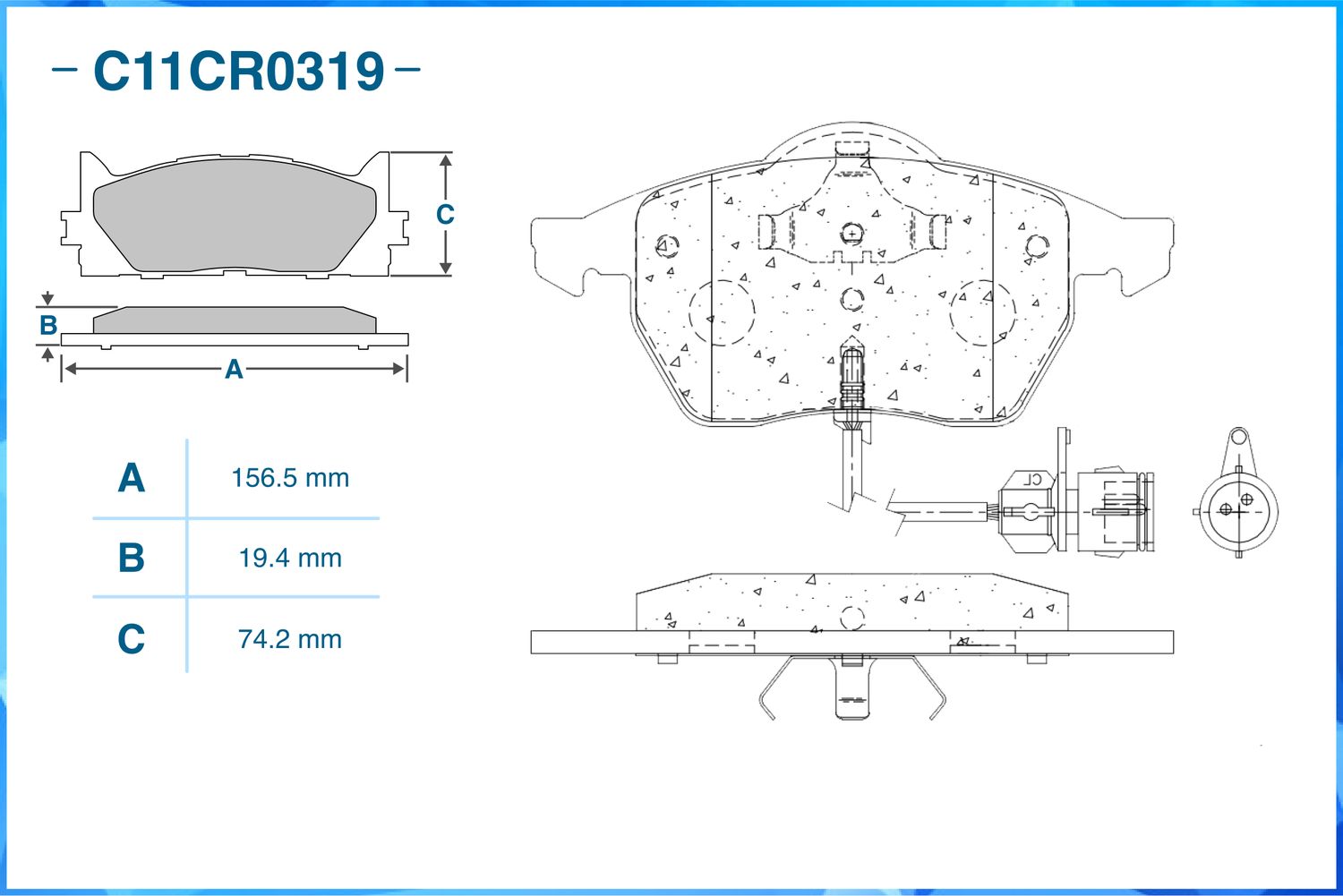 Колодки тормозные передние (Cworks). Артикул C11CR0319