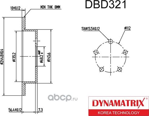 Диск тормозной (Dynamatrix-Korea) Dynamatrix-Korea. Артикул DBD321