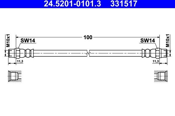 Тормозной шланг ATE. Артикул 24.5201-0101.3