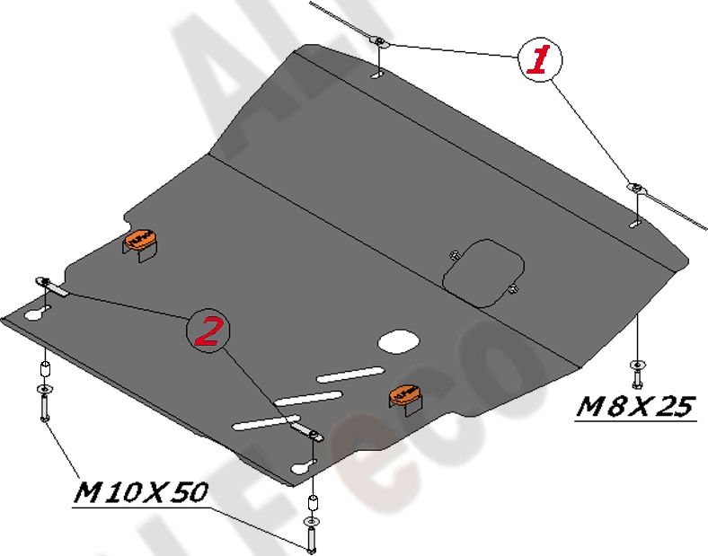 Защита алюминиевая Alfeco для картера и АКПП Toyota Passo Sette 2WD 2009-2012. Артикул ALF.24.70al