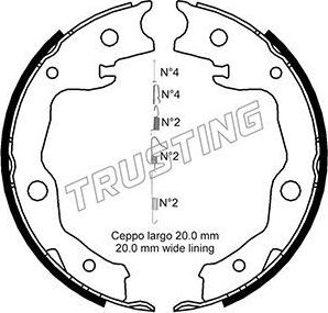 Тормозные колодки (стояночная тормозная система) Trusting. Артикул 115.322K