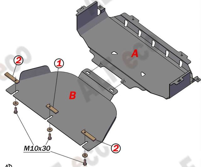 Защита алюминиевая Alfeco для картера, радиатора, КПП и раздатки Kia Sorento I 2006-2011. Артикул ALF.11.06,07,08 AL4. Артикул ALF.11.06,07,08al