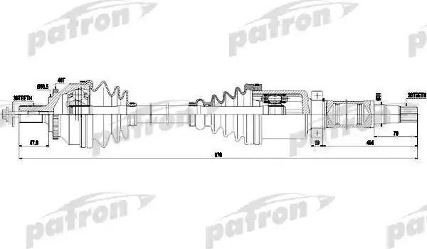Полуось (привод в сборе, приводной вал) Patron передняя правая для Volvo V70 II 1999-2008. Артикул PDS0441
