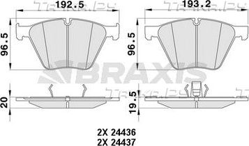 Тормозные колодки Braxis передние для BMW 5 VI (F10/F11/F07) 2009-2017. Артикул AA0415