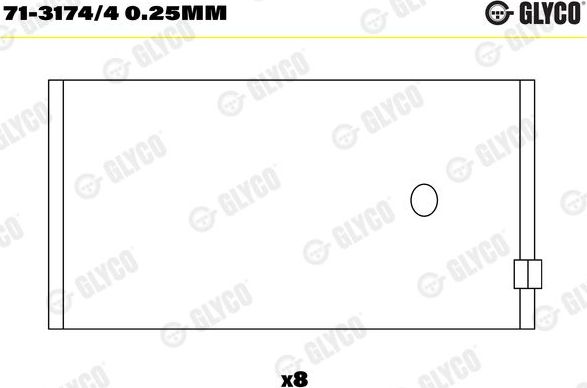 Вкладыши шатунные Glyco для Opel Frontera A 1992-1998. Артикул 71-3174/4 0.25mm