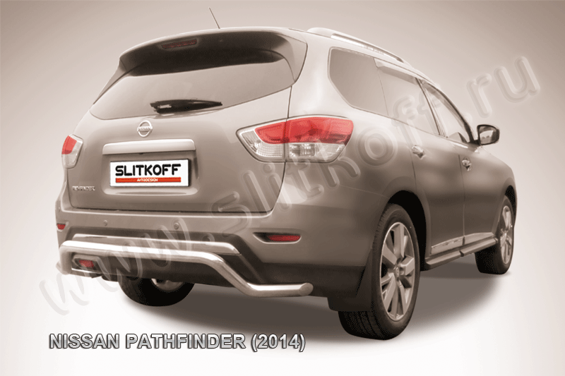 Защита Slitkoff заднего бампера d57 волна для Nissan Pathfinder R52 2014-2026. Артикул NIP14-012
