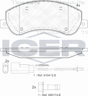 Тормозные колодки Icer передние для Ford Transit Torneo VII 2006-2014. Артикул 141793