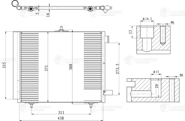 Радиатор кондиционера (конденсатор) Luzar для Peugeot 2008 I 2013-2026. Артикул LRAC 2008