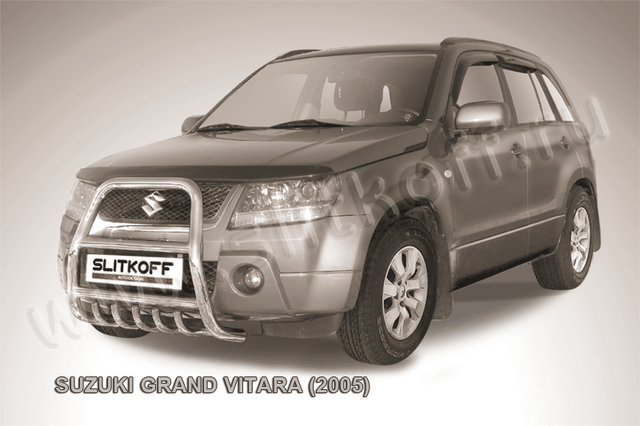 Кенгурятник Slitkoff d57 высокий с защитой картера для Suzuki Grand Vitara III 5-дв. 2005-2008. Артикул SGV05003