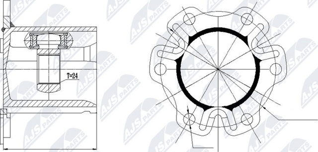 Полуось (привод в сборе, приводной вал) NTY передняя правая/левая для Audi A5 I (8T) 2007-2017. Артикул NPW-AU-011