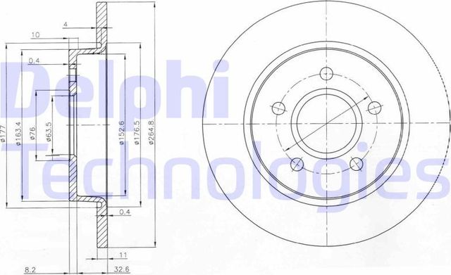 Тормозной диск Delphi задний для Mazda 3 II (BL) 2008-2014. Артикул BG3896