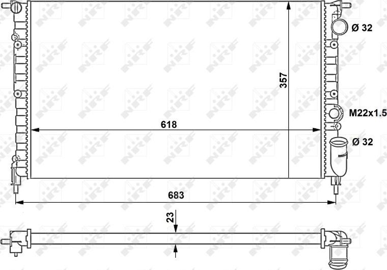 Радиатор охлаждения двигателя NRF (алюминий). Артикул 507465