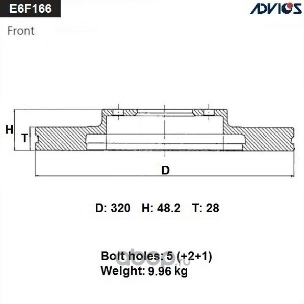 Диск тормозной передний D320 TD133325X EH143325XA ADVICS. Артикул E6F166