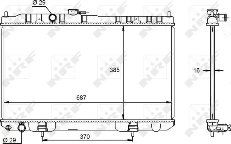 Радиатор охлаждения двигателя NRF (алюминий). Артикул 59099