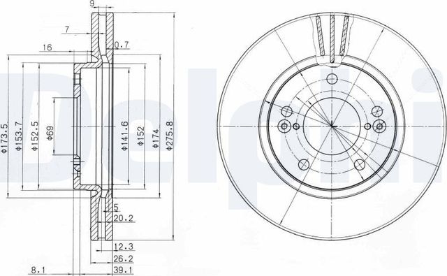 Тормозной диск Delphi. Артикул BG3721