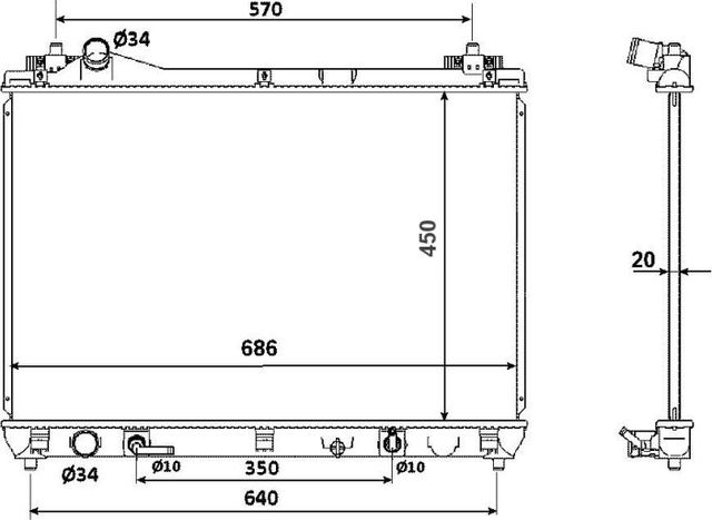 Радиатор охлаждения двигателя NRF для Suzuki Grand Vitara III 2005-2015. Артикул 53702
