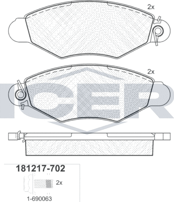 Тормозные колодки Icer. Артикул 181217-702