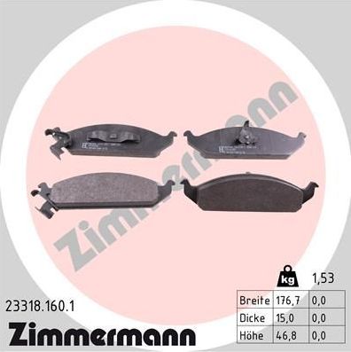 Тормозные колодки Zimmermann. Артикул 23318.160.1