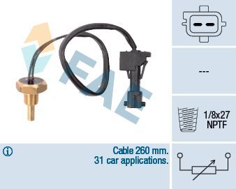 Датчик температуры охлаждающей жидкости FAE для Saab 9000 I 1990-1998. Артикул 32741