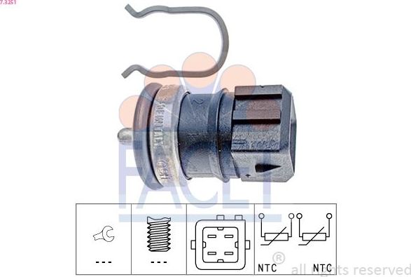 Датчик температуры охлаждающей жидкости Facet Made in Italy - OE Equivalent. Артикул 7.3251