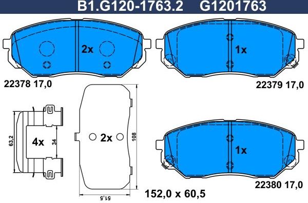 Тормозные колодки Galfer. Артикул B1.G120-1763.2