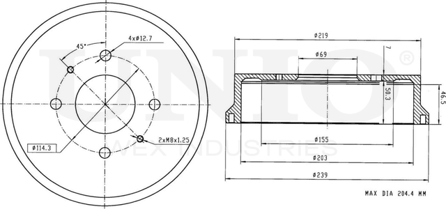 Барабан тормозной (Unio). Артикул BRD-10029