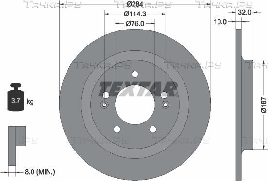 Тормозной диск Textar Pro. Артикул 92333303