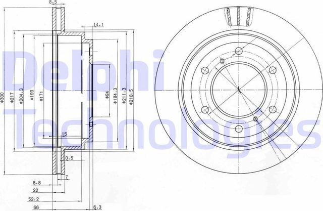 Тормозной диск Delphi задний для Mitsubishi Pajero IV 2006-2026. Артикул BG3813