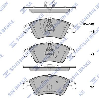 Тормозные колодки Sangsin Hi-Q передние для Mercedes-Benz SLC I (R172) 2016-2026. Артикул SP2292