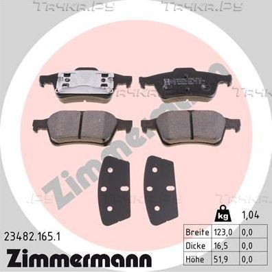 Тормозные колодки Zimmermann задние для Renault Megane II 2004-2009. Артикул 23482.165.1